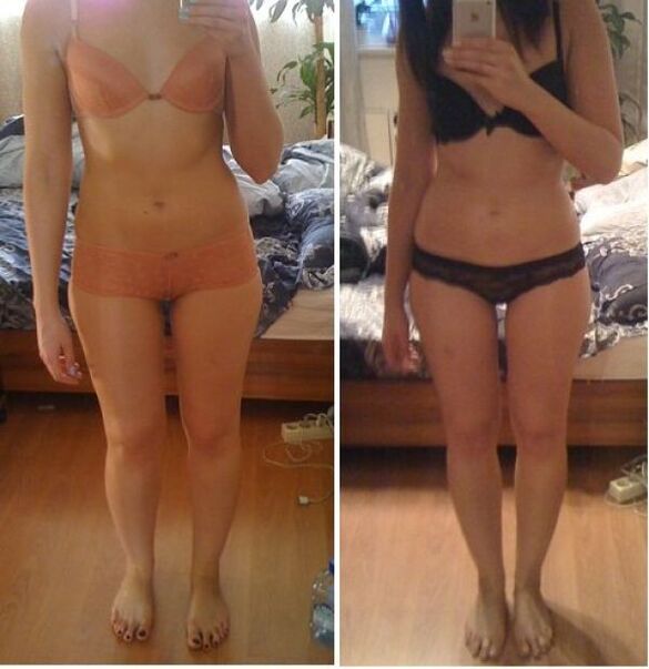 გოგონა წონაში დაკლებამდე და შემდეგ იაპონურ დიეტაზე 14 დღეში
